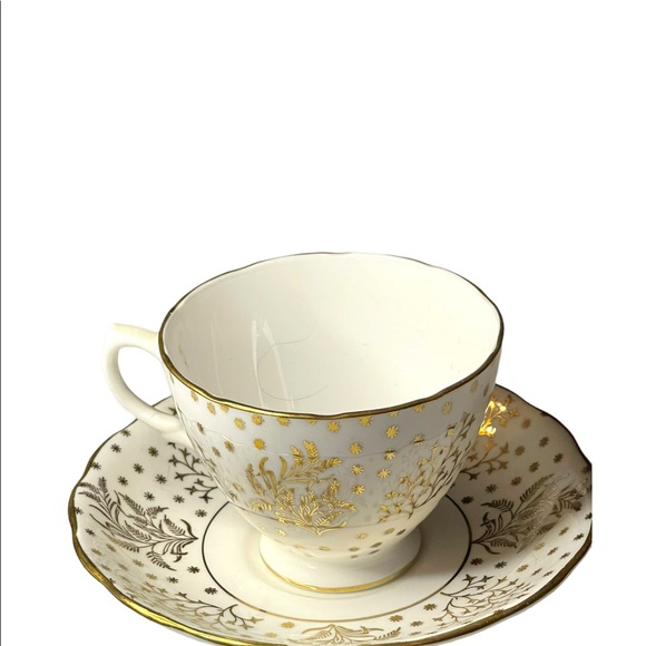 Vintage Royal Winton Gold floral tea cup & saucer bone china England - Picture 11 of 12